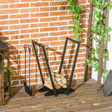 easycomfort easycomfort scaffale portalegna con ganci da esterno e interno in acciaio 45x32x58cm nero