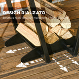 easycomfort easycomfort scaffale portalegna con ganci da esterno e interno in acciaio 45x32x58cm nero