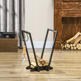 easycomfort easycomfort scaffale portalegna con ganci da esterno e interno in acciaio 45x32x58cm nero