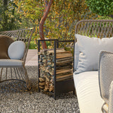 easycomfort easycomfort scaffale portalegna da esterno e interno in acciaio con base rialzata 39x35x76cm nero