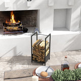 easycomfort easycomfort scaffale portalegna da esterno e interno in acciaio con base rialzata 39x35x76cm nero