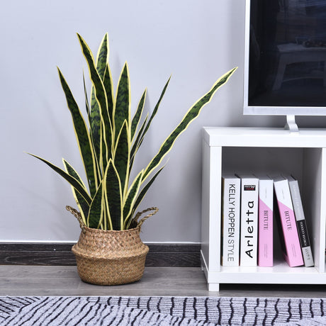 easycomfort easycomfort sanseveria artificiale pianta da esterno e interno con vaso decorativo realistica verde e giallo 15cm x 80cm ean 8054111841894