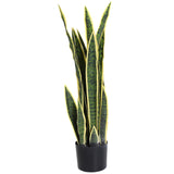 easycomfort easycomfort sanseveria artificiale pianta da esterno e interno con vaso decorativo realistica verde e giallo 15cm x 80cm ean 8054111841894