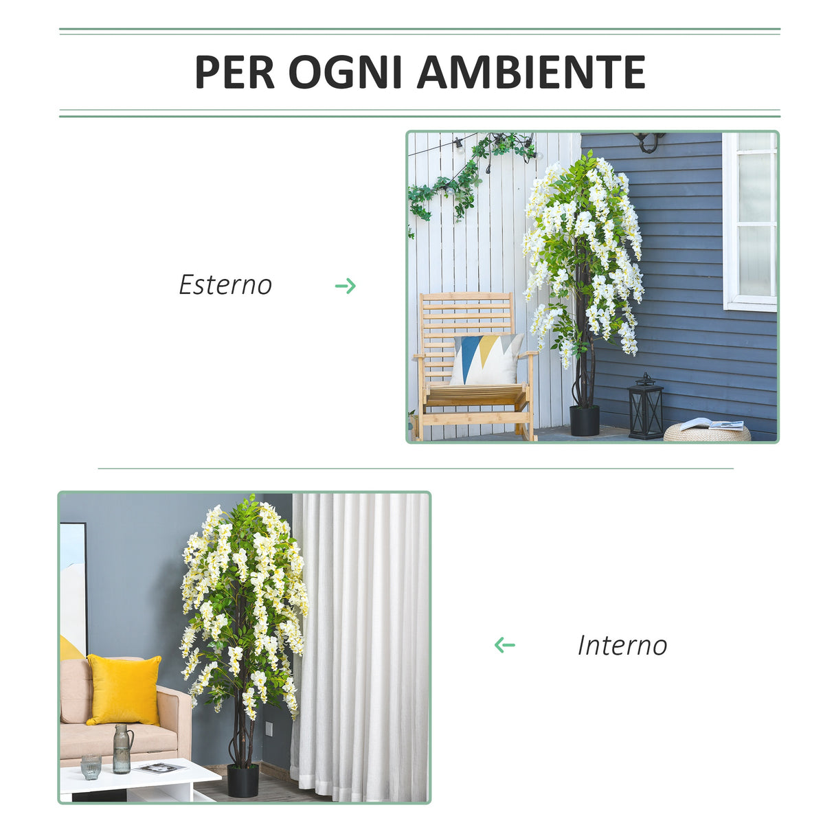 easycomfort easycomfort pianta artificiale glicine bianco finto 165cm per interni ed esterni ean 8054144135786