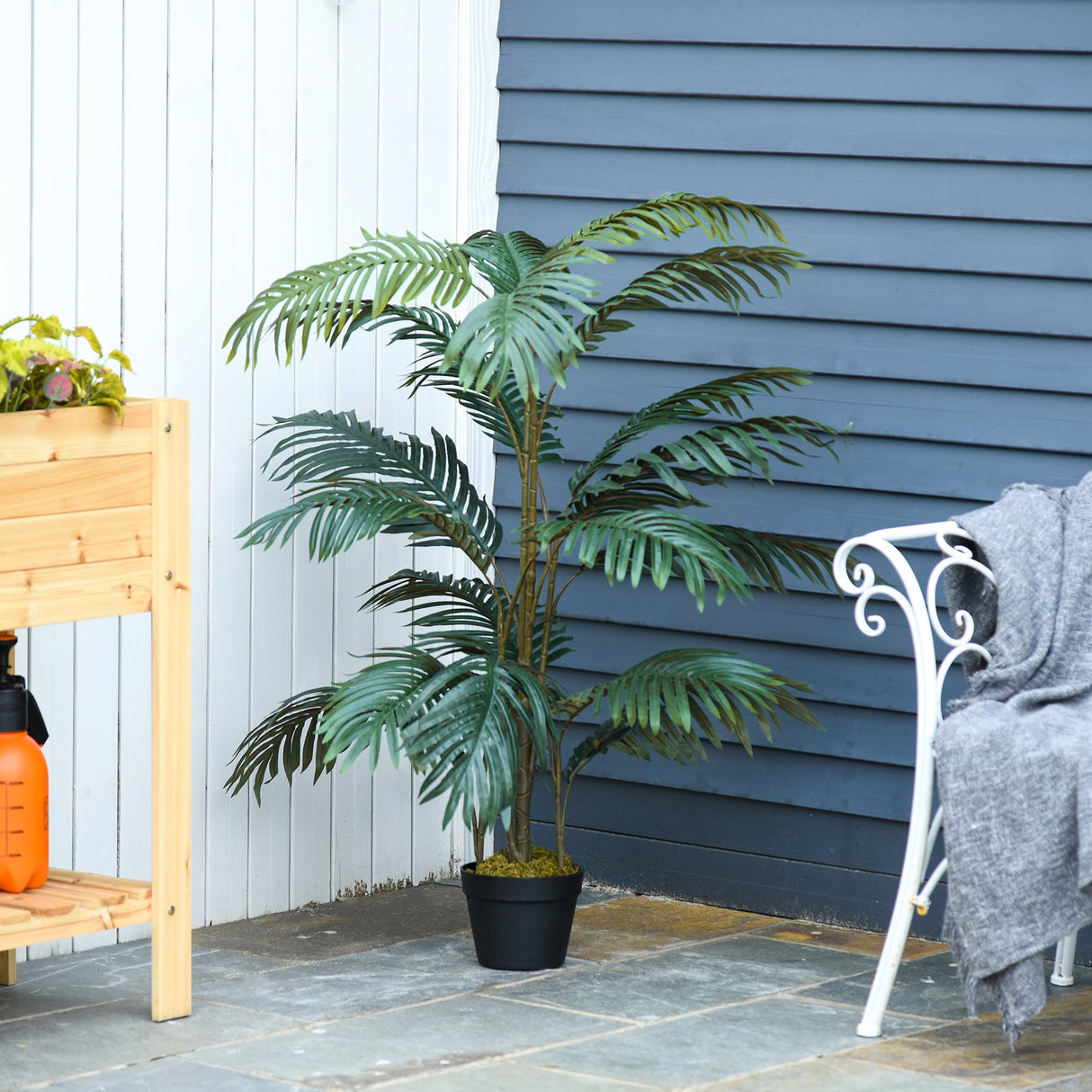 easycomfort easycomfort palma in plastica decorativa con 20 foglie e vaso altezza 140cm ean 8054144133010