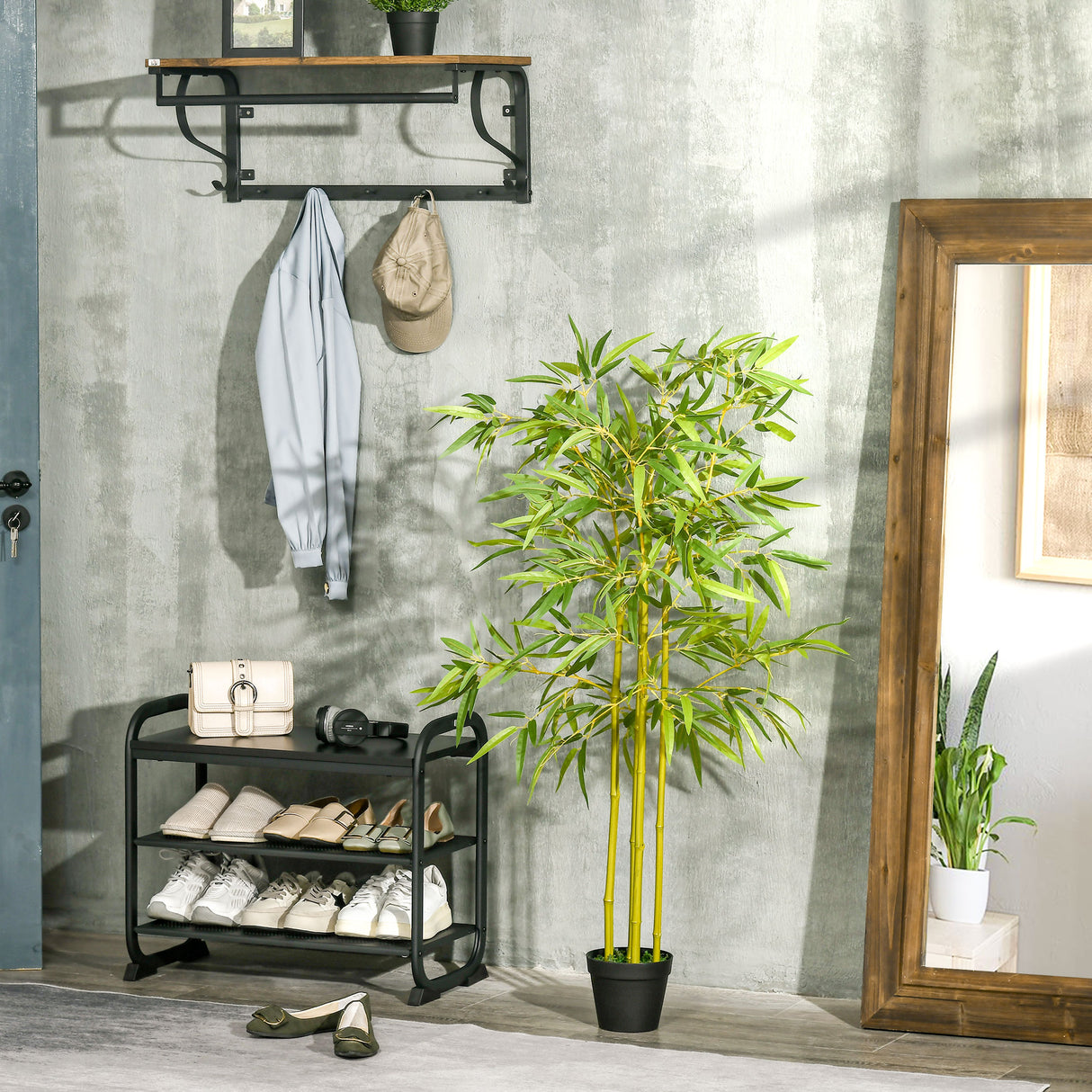 easycomfort easycomfort bambu in vaso artificiale decorazione da interno ed esterno altezza 120cm verde