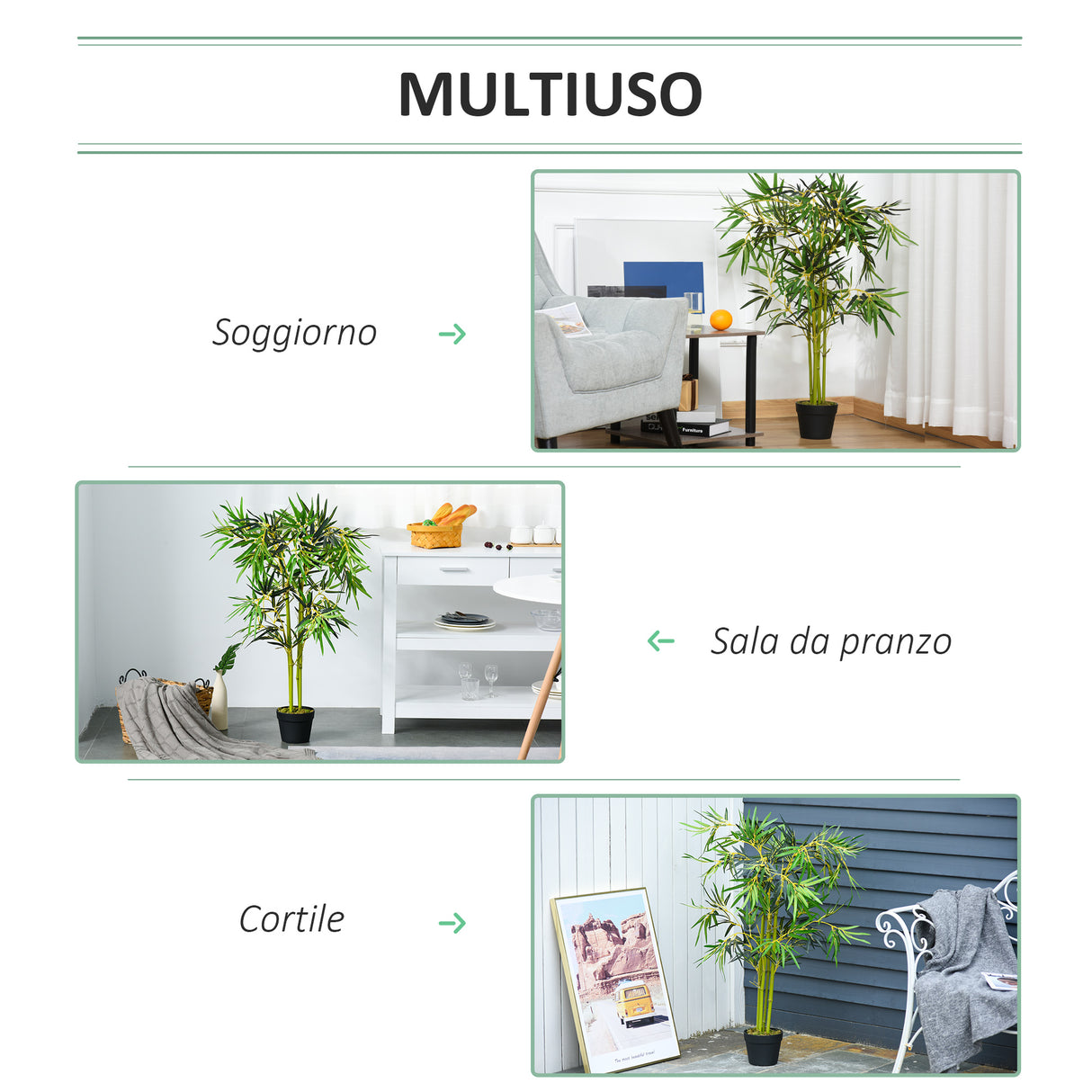 easycomfort easycomfort bambu in vaso artificiale decorazione da interno ed esterno altezza 120cm verde