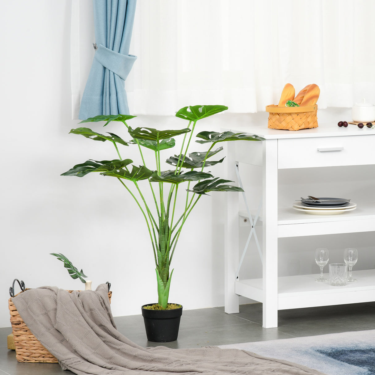 easycomfort easycomfort monstera artificiale 13 foglie e vaso alta 85cm per interno ed esterno ean 8054111846448
