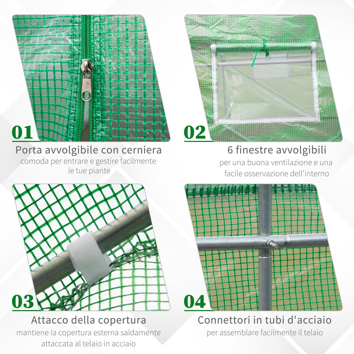 easycomfort easycomfort serra da giardino serre agricole 3.5 x 3 x 2m serra con tetto a spiovente in pe per piante verde ean 8054144132181