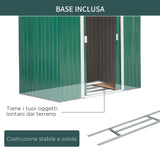 easycomfort easycomfort casetta da giardino porta utensili in lamiera di acciaio capanno da giardino in acciaio con porte scorrevoli 213x130x185cm verde