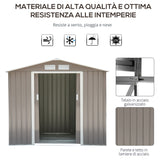 easycomfort easycomfort casetta da giardino porta utensili in lamiera con porte scorrevoli 213x130x185cm grigio