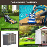 easycomfort easycomfort casetta da giardino porta utensili in lamiera con porte scorrevoli 213x130x185cm grigio