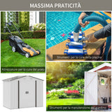 easycomfort easycomfort casetta porta utensili in acciaio capanno da giardino con porte scorrevoli 213x130x185 cm bianco
