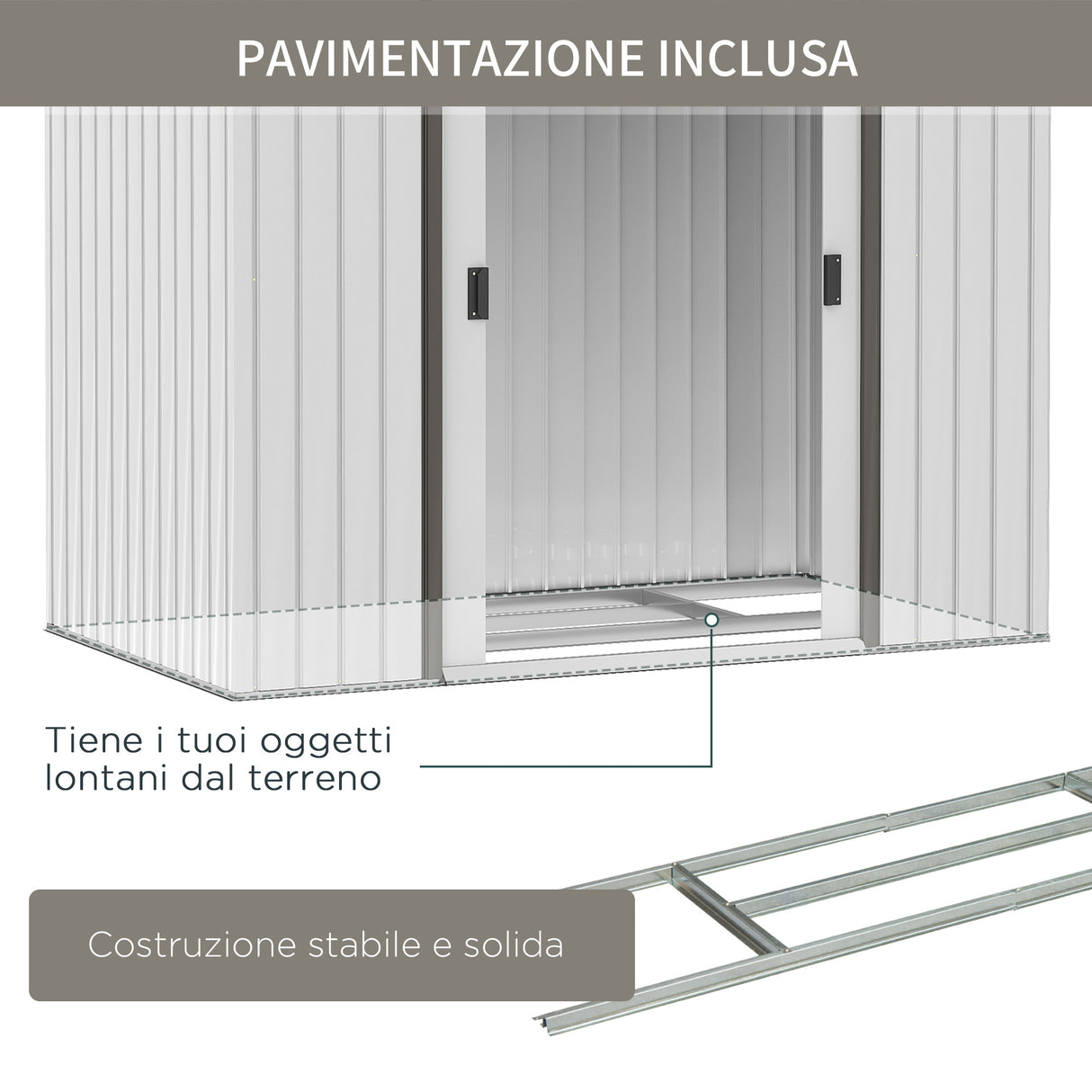 easycomfort easycomfort casetta porta utensili in acciaio capanno da giardino con porte scorrevoli 213x130x185 cm bianco
