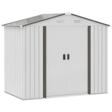 easycomfort easycomfort casetta porta utensili in acciaio capanno da giardino con porte scorrevoli 213x130x185 cm bianco