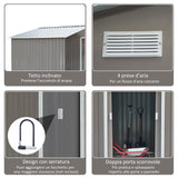 easycomfort easycomfort casetta da giardino con doppie porte scorrevoli in lamiera di acciaio capanno da giardino in acciaio 277x195x192cm grigia