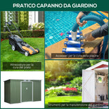 easycomfort easycomfort casetta da giardino porta utensili in lamiera di acciaio con porte scorrevoli 280x130x172cm verde chiaro