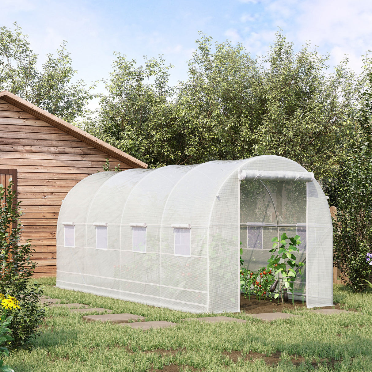 easycomfort easycomfort serra da giardino serre agricole a tunnel 5 x 2 x 2m con struttura in acciaio e telo in polietilene bianco ean 8054144135380
