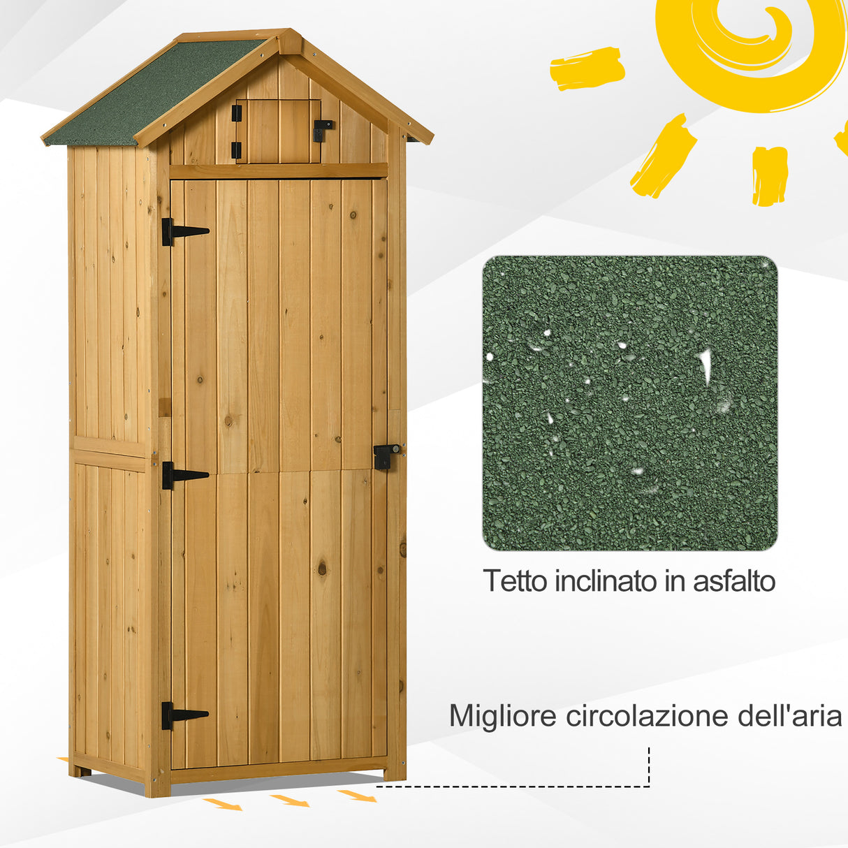 easycomfort easycomfort capanno da giardino porta attrezzi in legno impermeabile 77x54 2x179cm giallo