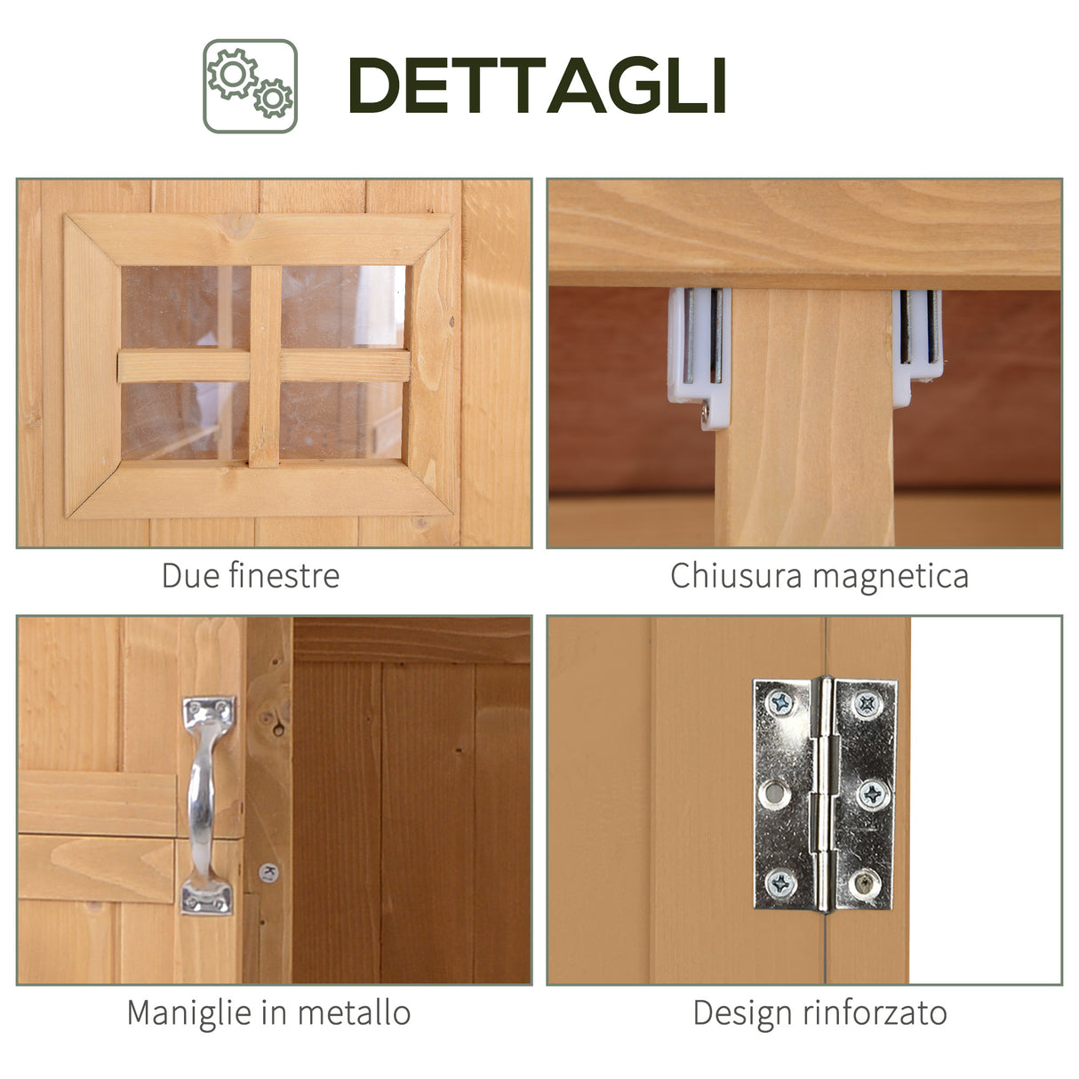 easycomfort easycomfort casetta da giardino legno con porta doppia mensole e finestre 127 5x50x164cm