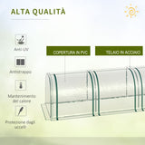 easycomfort easycomfort serra a tunnel in acciaio e pvc impermeabile e anti uv con 4 porte a cerniera 395x100x80 cm