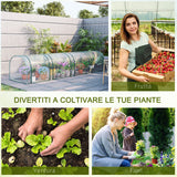 easycomfort easycomfort serra a tunnel in acciaio e pvc impermeabile e anti uv con 4 porte a cerniera 395x100x80 cm