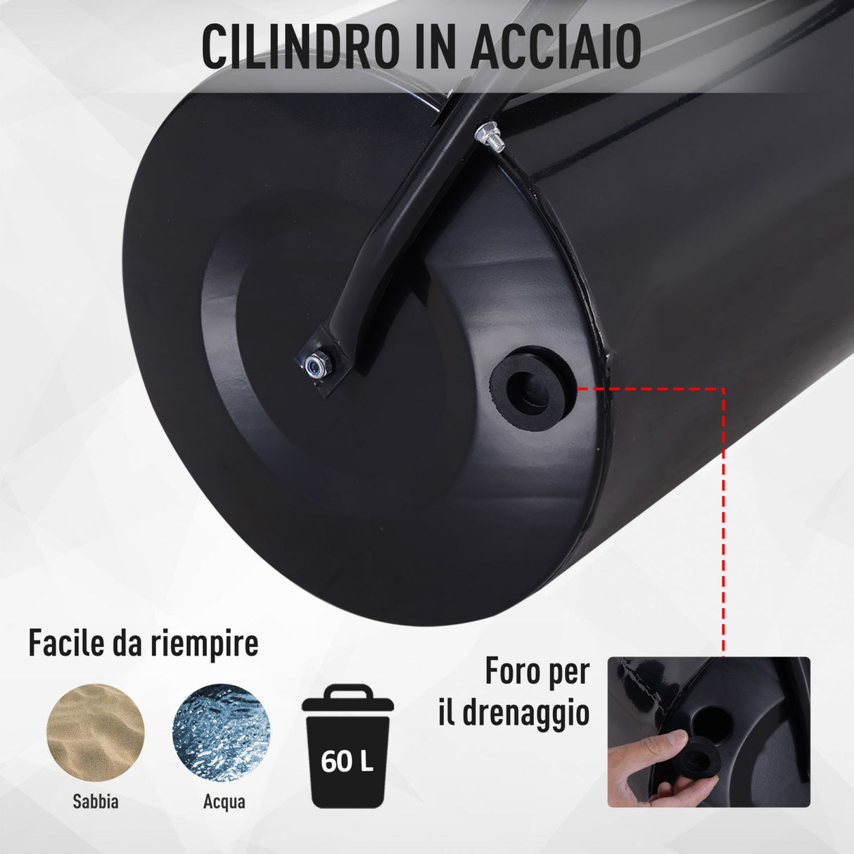 easycomfort easycomfort rullo da giardino in metallo nero serbatoio 60 l 50 cm ean 8054144138824