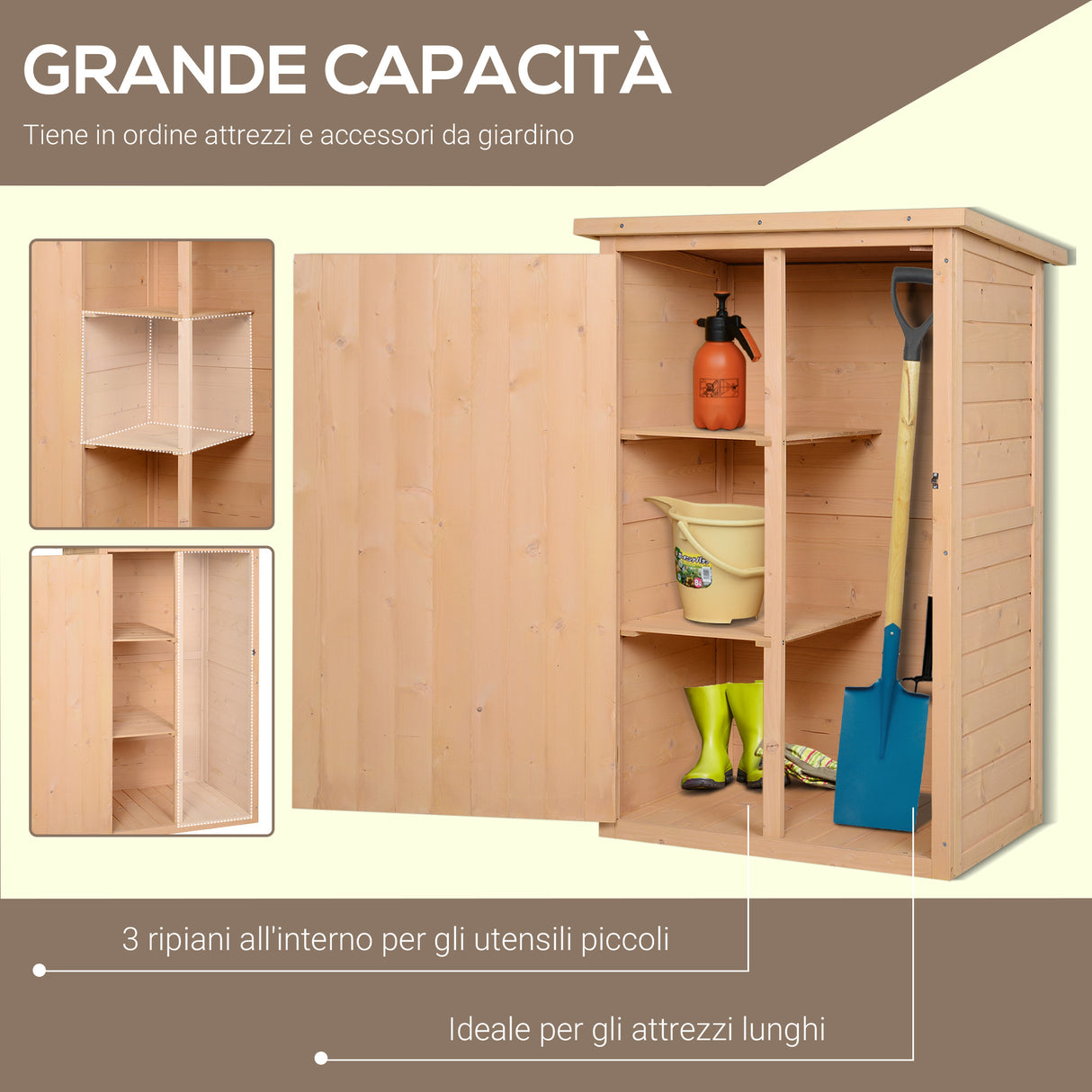 easycomfort easycomfort capanno attrezzi da esterno in legno abete impermeabile 75x56x115 cm ean 8054144132280