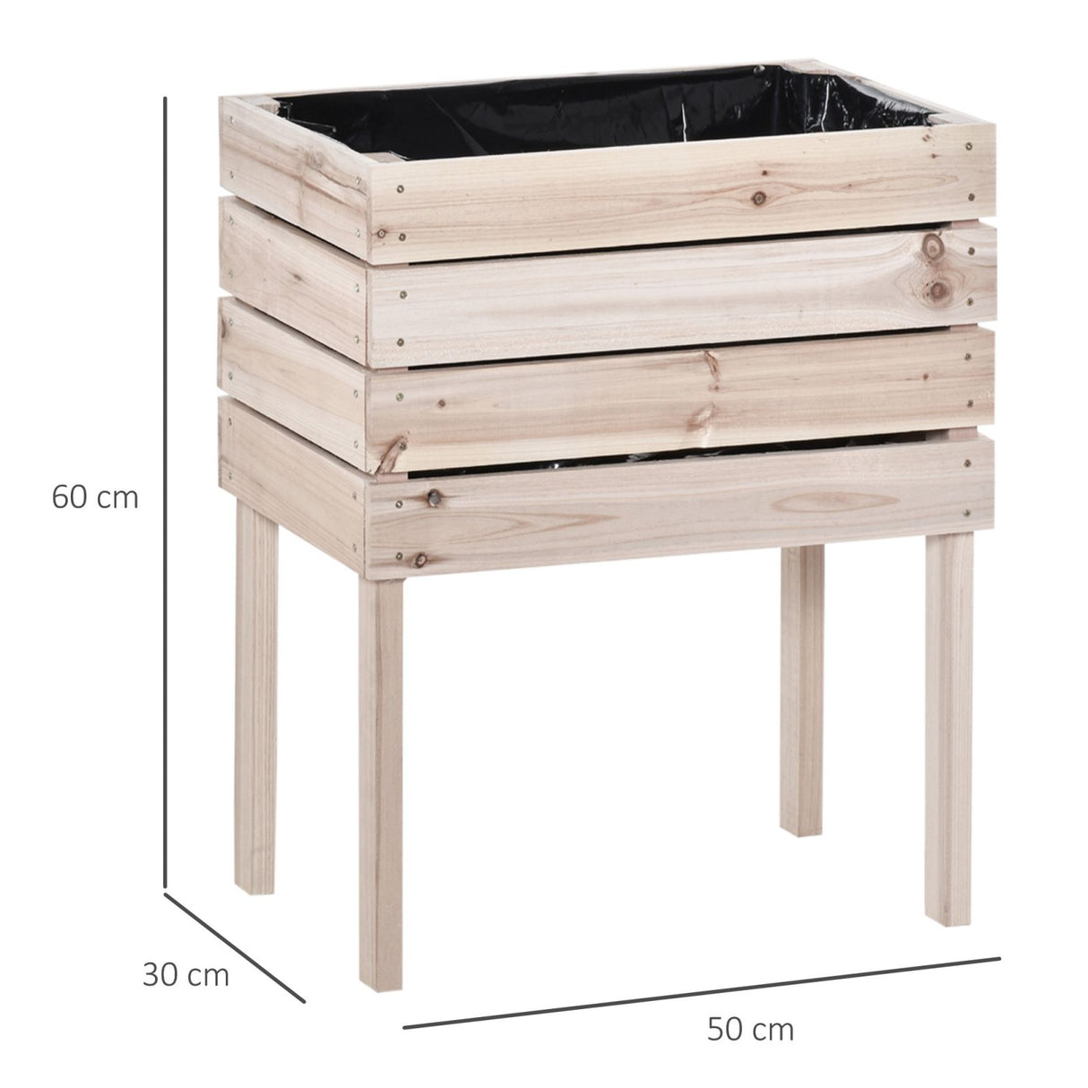 easycomfort easycomfort letto per orto rialzato con 4 vasi portapiante da 50x30x60cm fioriera da esterno in legno colore naturale