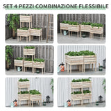 easycomfort easycomfort letto per orto rialzato con 4 vasi portapiante da 50x30x60cm fioriera da esterno in legno colore naturale