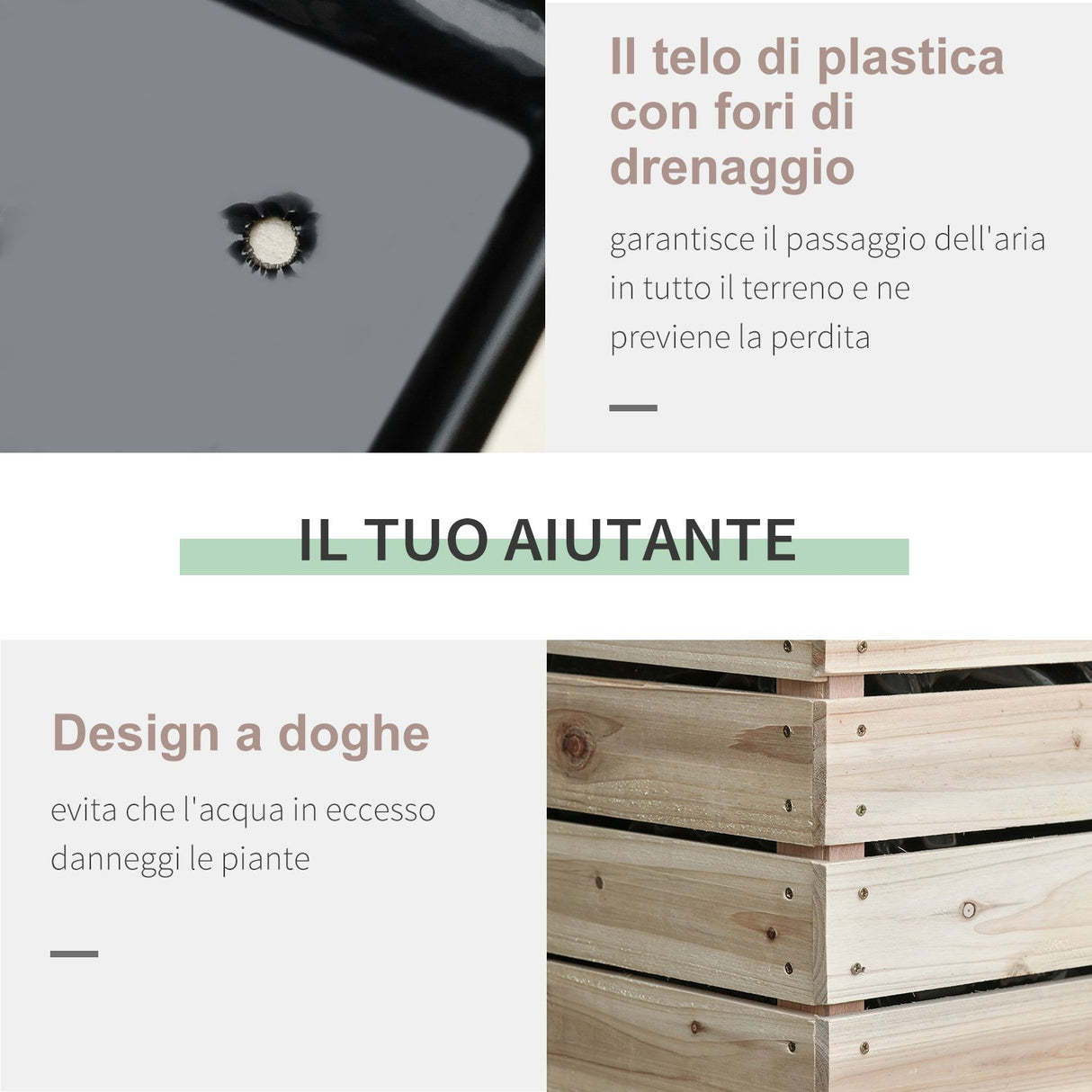 easycomfort easycomfort letto per orto rialzato con 4 vasi portapiante da 50x30x60cm fioriera da esterno in legno colore naturale