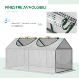 easycomfort easycomfort mini serra da giardino con 2 finestre avvolgibili e copertura pe anti uv 119x60x60cm bianco