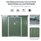 easycomfort easycomfort casetta da giardino in acciaio con doppia porta scorrevole e prese daria 213x130x173 cm verde