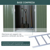 easycomfort easycomfort casetta da giardino in acciaio con doppia porta scorrevole e prese daria 213x130x173 cm verde