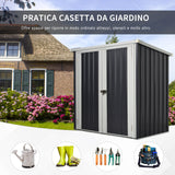 easycomfort easycomfort casetta da giardino in lamiera di acciaio con doppia porta 147x86x134cm nero e bianco