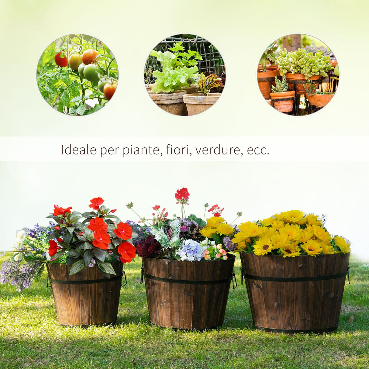 easycomfort easycomfort set 3 vasi per piante in legno dimensioni varie per giardino e interni ean 8054144135892