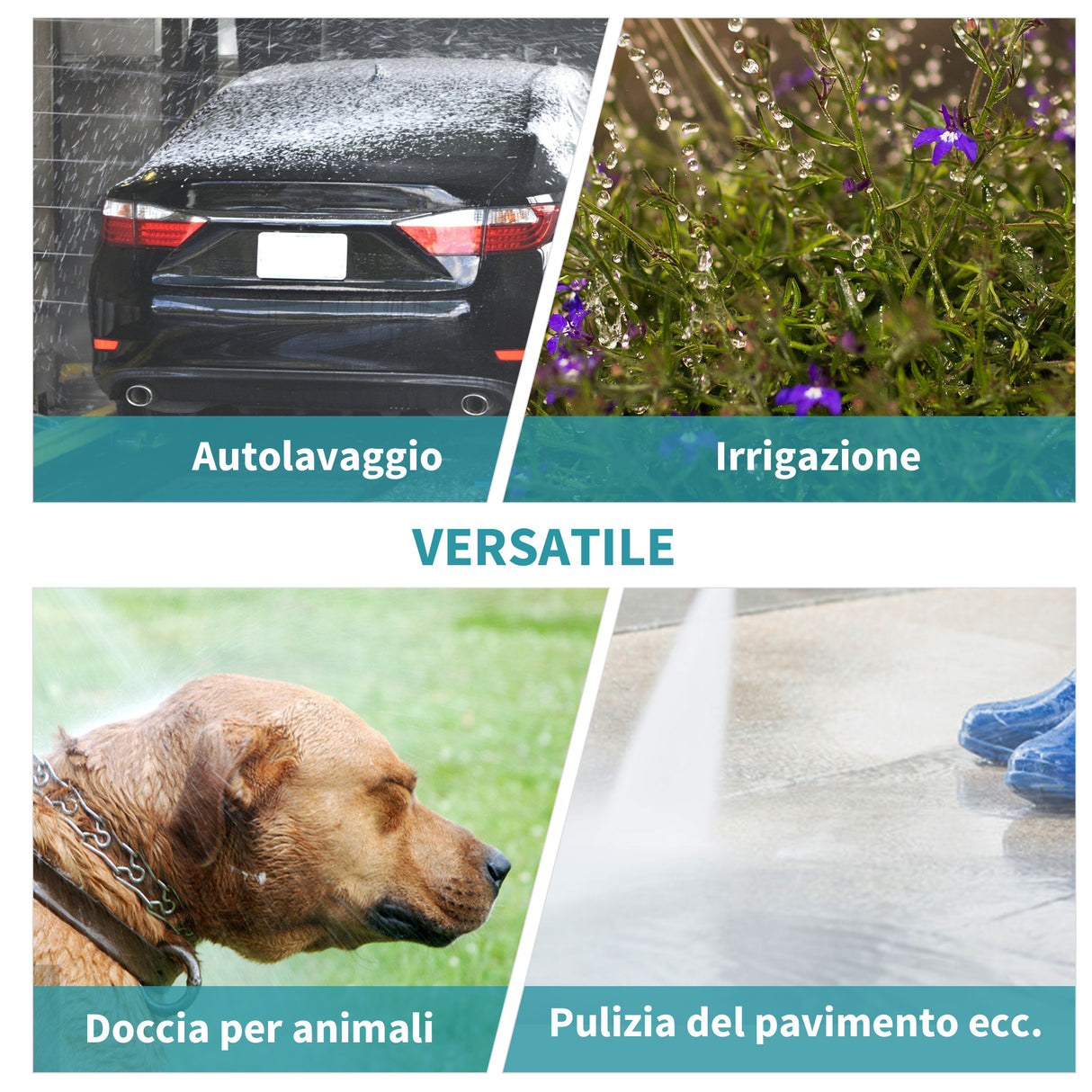 easycomfort easycomfort avvolgitubo automatico a parete girevole a 180 tubo da 15m e pistola multifunzione