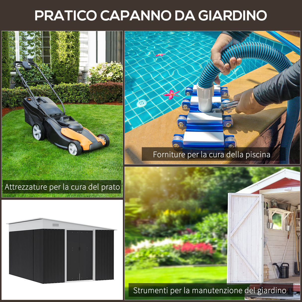 easycomfort easycomfort ripostiglio da giardino con porta scorrevole in acciaio 345x280 5x169 201cm nero