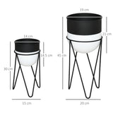 easycomfort easycomfort fioriera set di 2 pezzi con supporto di metallo per arredamento interni ed esterni nera