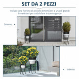 easycomfort easycomfort fioriera set di 2 pezzi con supporto di metallo per arredamento interni ed esterni nera