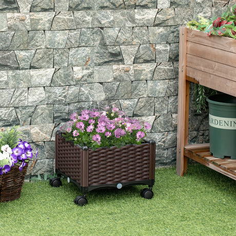 easycomfort easycomfort fioriera da esterno in plastica con 4 ruote e disco auto irrigante 40x40x31 5cm