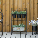 easycomfort easycomfort portapiante in metallo pieghevole con 3 vasi e ripiano inferiore per casa e giardino 47x37x78.5cm nero