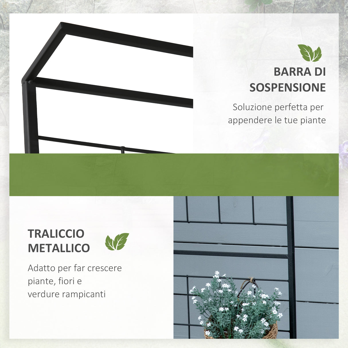 easycomfort easycomfort scaffale portapiante con 3 ripiani e pannello verticale per piante rampicanti in metallo nero