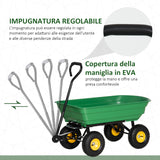 easycomfort easycomfort carrello da giardino 75l in acciaio e pp con vasca ribaltabile e maniglia 109x52x94 cm verde