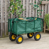 easycomfort easycomfort carrello da giardino in acciaio con pareti laterali ribaltabili e 4 ruote capienza 342l verde