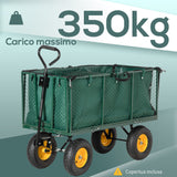 easycomfort easycomfort carrello da giardino in acciaio con pareti laterali ribaltabili e 4 ruote capienza 342l verde
