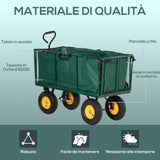 easycomfort easycomfort carrello da giardino in acciaio con pareti laterali ribaltabili e 4 ruote capienza 342l verde
