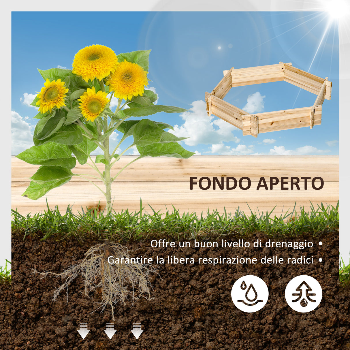 easycomfort easycomfort letto per orto senza base e con struttura a incastro in legno 100x92x16cm