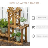 easycomfort easycomfort scaffale per piante da esterno a 4 ripiani con decorazione a mulino 76x30x90 cm