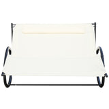 easycomfort easycomfort lettino prendisole 2 posti sdraio da giardino a dondolo in metallo e textilene bianco crema